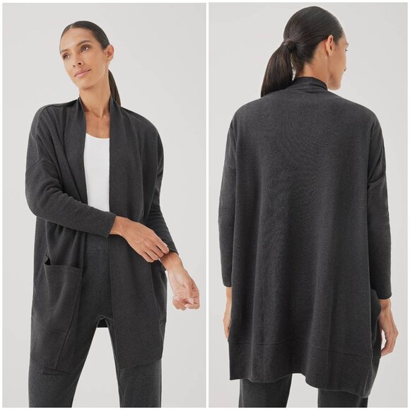 NWT Pact Airplane Cardigan Organic Cotton Dark Gray Pockets size L/XL Travel - Picture 3 of 13